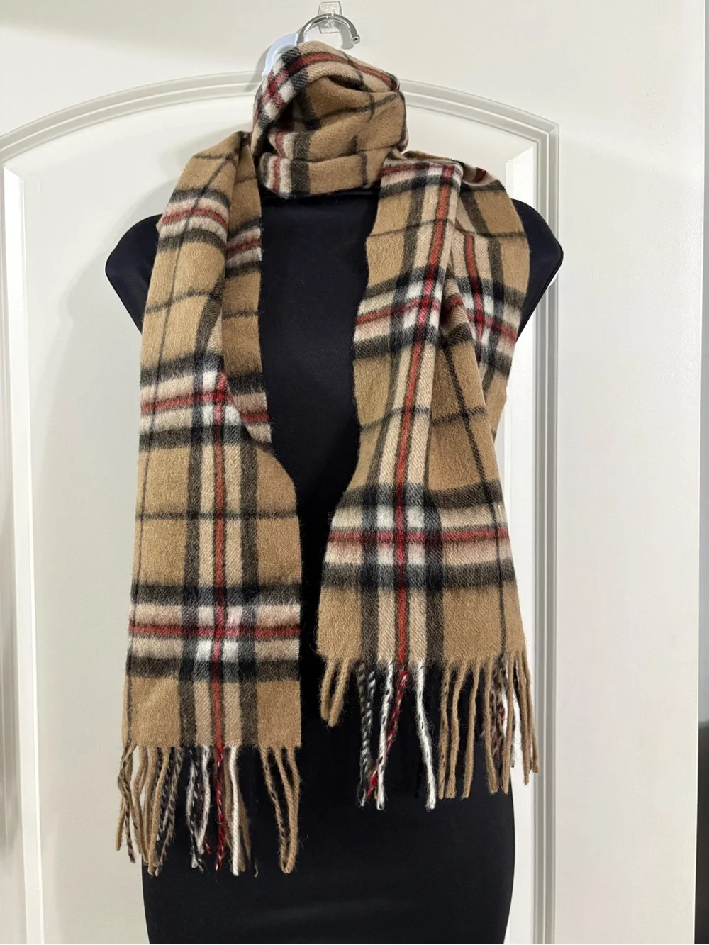 Edinburgh Classic Camel Plaid Fringe Scarf